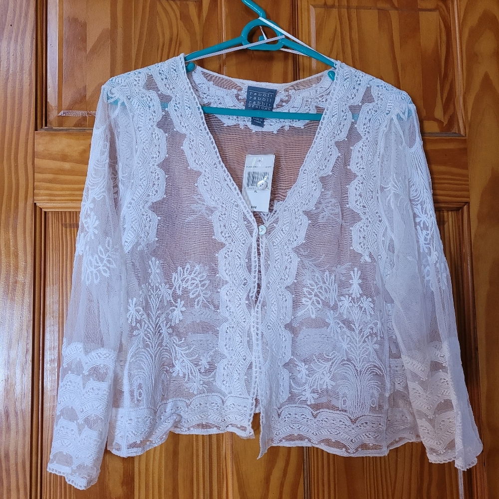 Rabbit Rabbit Rabbit White Lace Shrug